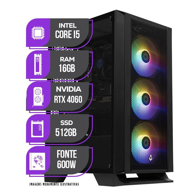 Imagem do produto PC Gamer Mancer, Intel i5 10ª Geração, RTX 4060 8GB, 16GB DDR4, SSD 512GB M.2, 600W 80 Plus em Magazine Luiza